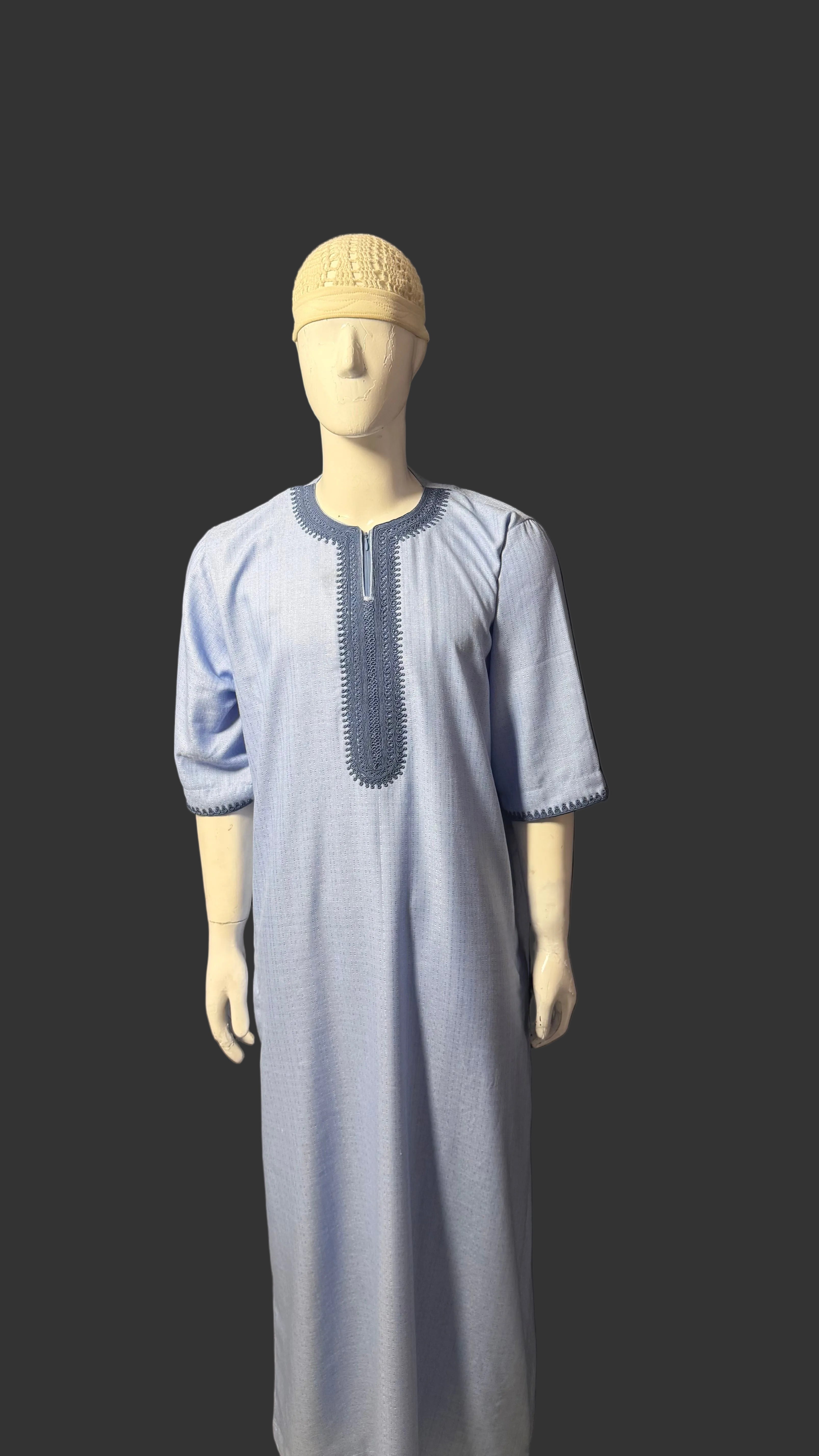 Djellaba marocaine  collection été (Bleu Ciel) 💎 (La chéchia n’est pas offerte)