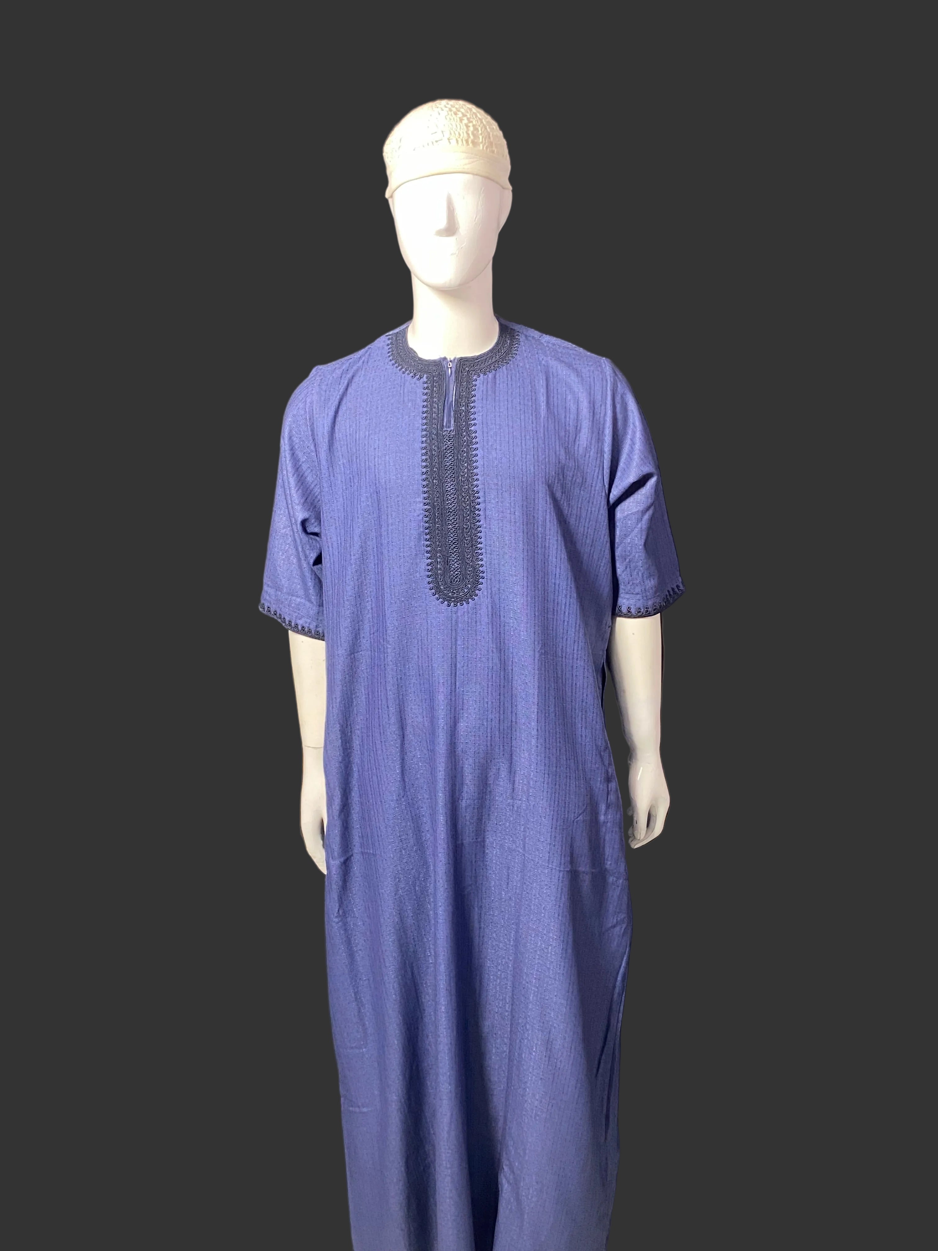 Djellaba marocaine collection été (Bleu Foncé)  🔵                    (La chéchia n’est pas offerte)